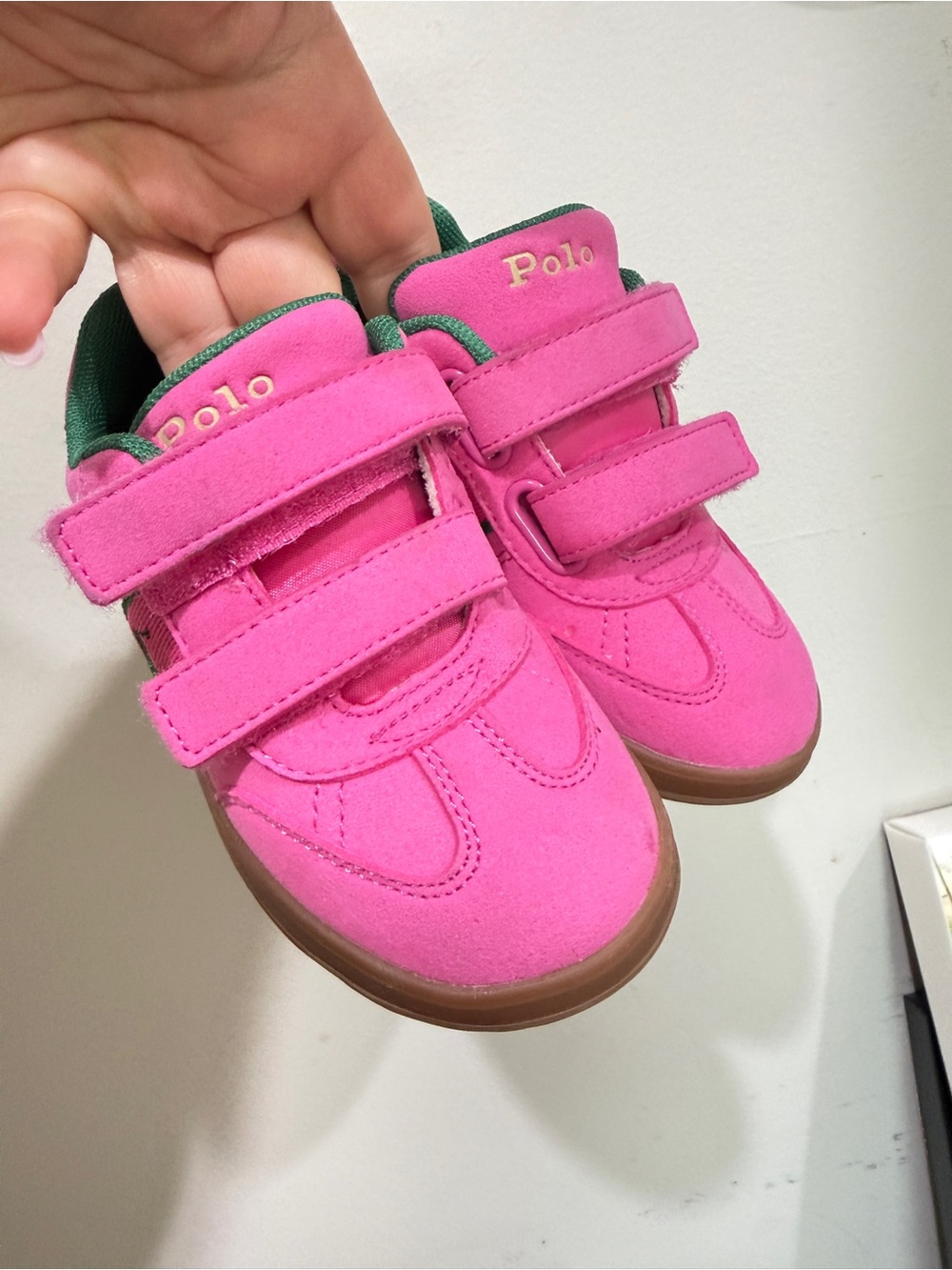 Polo Ralph Lauren heritage court  III Pink faux Suede Velcro EZ Sneakers Girls
